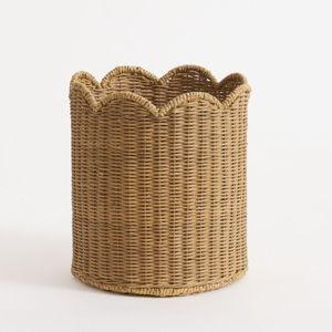 Marseille Scalloped Tote Basket- 15.75"Diam x 17.5"H