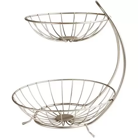 Spectrum Yumi 2-Tier Steel Fruit Server, Satin Nickel