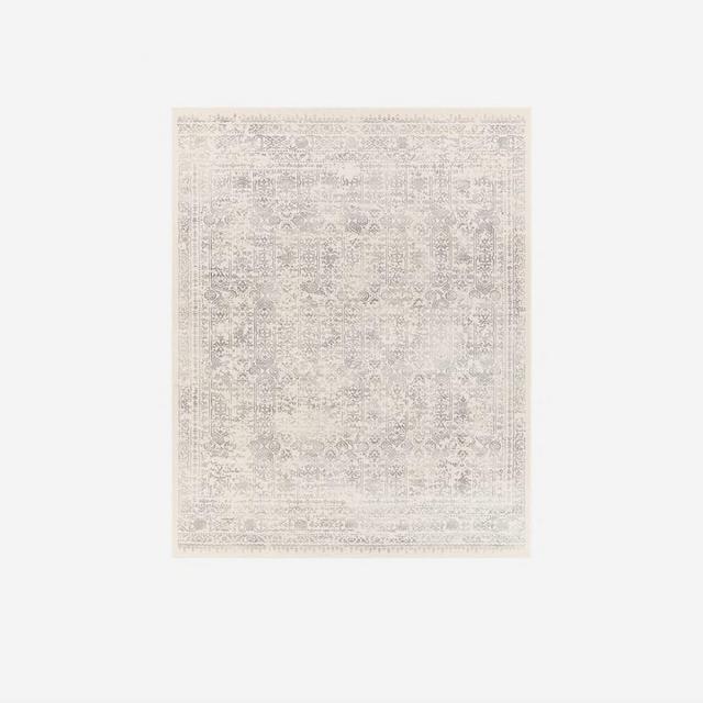 (D487) Roma Ivory & Grey Medallion Area Rug, 8x10