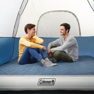 Inflatable Airbed with Zip-On Insulated Mattress Topper and Battery-Operated Pump