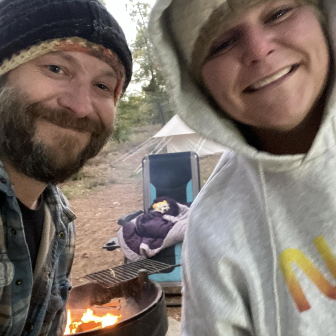 Do you see Oatie all snuggled in his sleeping bag?