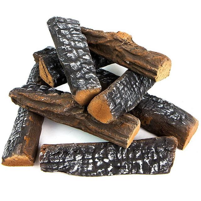 Barton Fireplace Decoration Petite Ceramic Wood, Gas Fireplace Log Set, 10 Piece Set