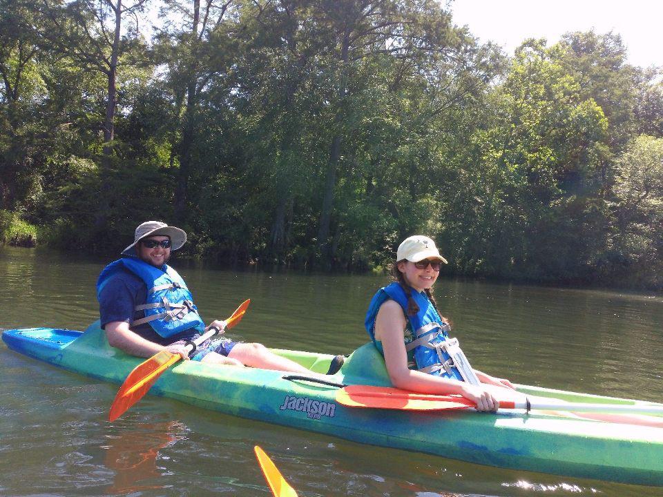 Kayaking in Broken Bow, Oklahoma, with other members of Crossroads Sunday School class. It was quite the bonding experience for everyone😂