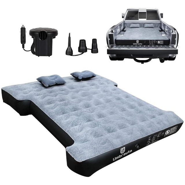 Umbrauto Truck Bed Air Mattress for 6-6.5ft Full Size Truck Bed, Inflatable Mattress with Pump, Pick Up Bed Air Mattress for Truck Tent Camping, Grey