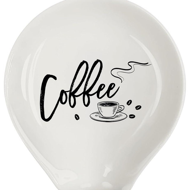 Coffee Spoon Rest, Coffee Bar Accessories & Spoon Holder,Funny Coffee Quotes Ceramic Spoon Holder for Coffee Lovers Gifts for Friend Wife Husband Sister (White-7)