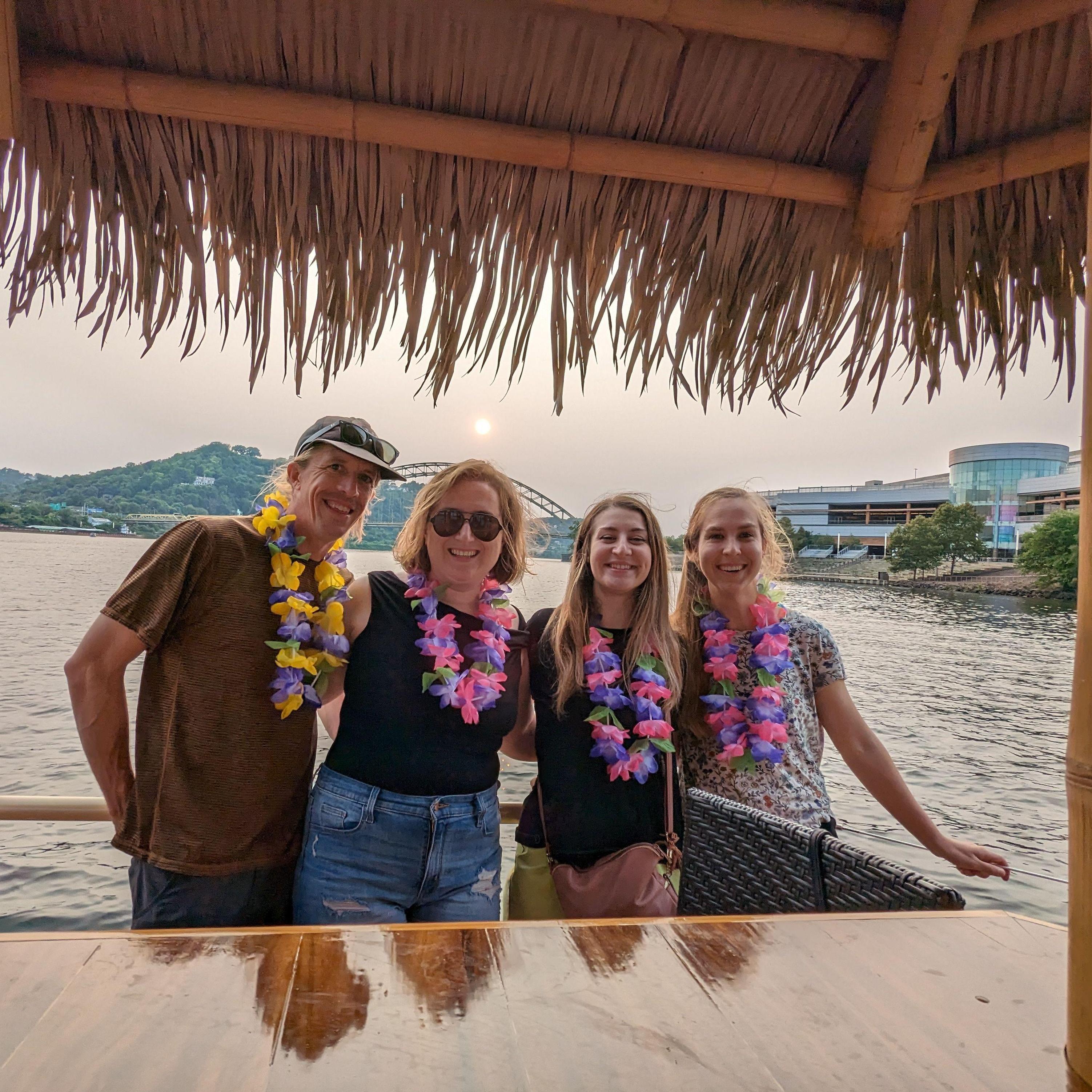 Tiki boats on the Monongahela River in Pittsburgh with Casey and Caressa, med (and vet) school friends from Phoenix.