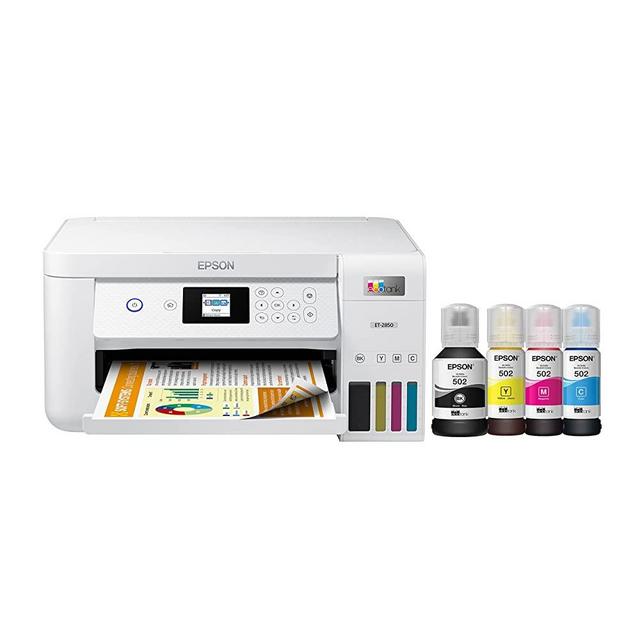 Epson EcoTank ET-2850 Wireless Color All-in-One Cartridge-Free Supertank Printer with Scan, Copy and Auto 2-Sided Printing – The Perfect Family Printer - White