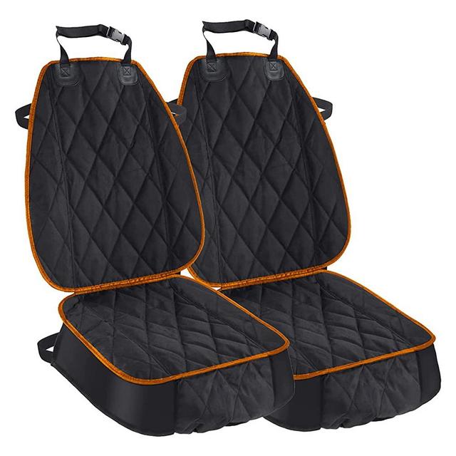 AsFrost Dog Car Seat Cover for Pets Front Seat Protector, Thicked 600D Heavy Duty Water-resitant & Wear-Resistant Durable Nonslip Padded with Side Flaps Fits Most of Cars Trucks SUVs (Orange) 2pack