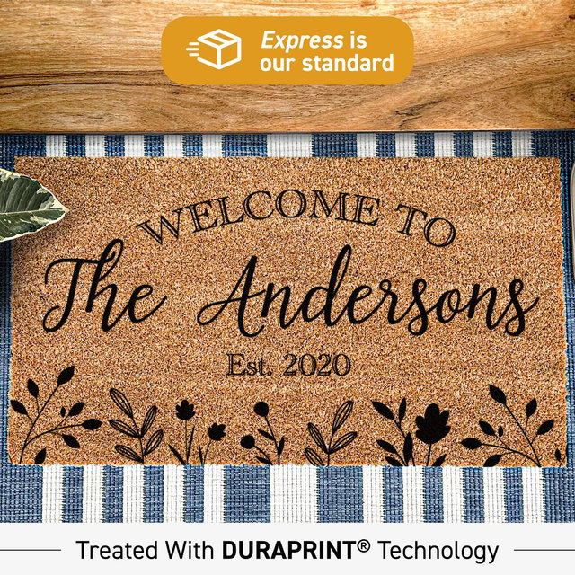Family Name Doormat with Established Date - Personalized Welcome Mat for Your Home