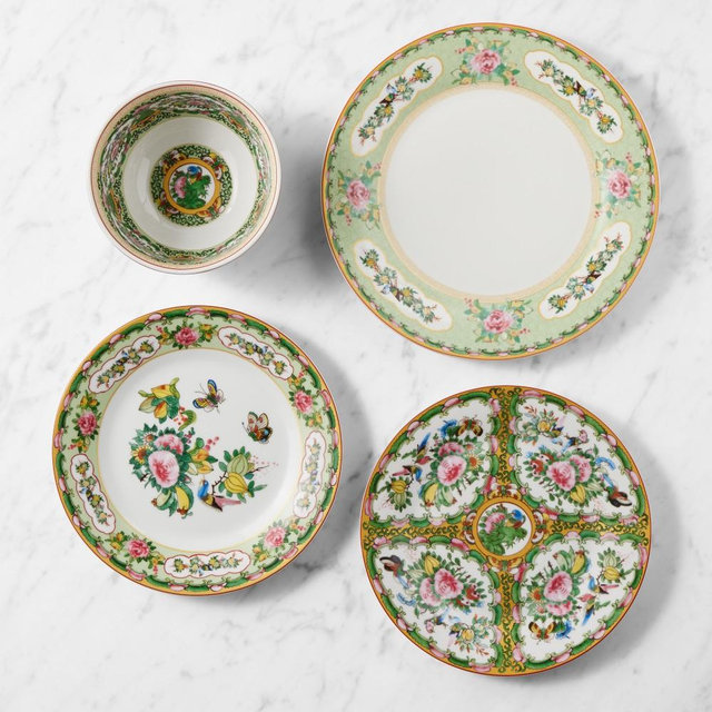 Famille Rose 12-Piece Dinnerware Cereal Set, Green