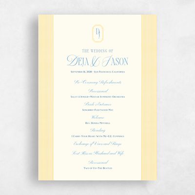 Light Butter, Yellow Wedding Program - Sage