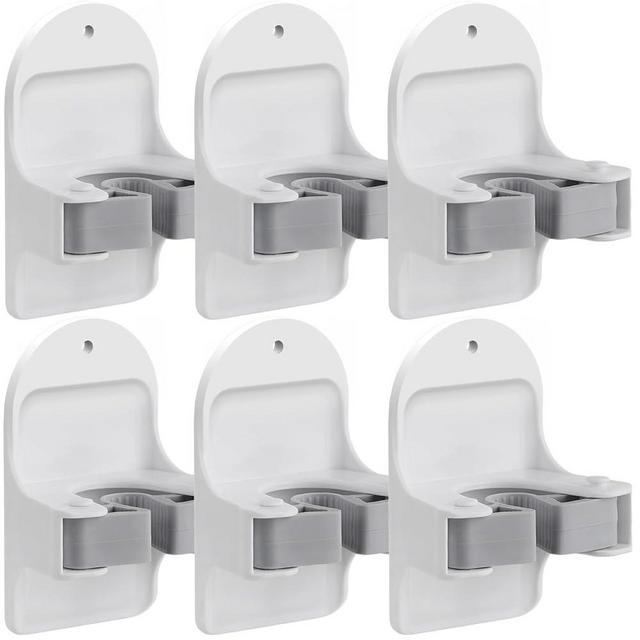 Broom Holder Wall Mount (White 6 Count), McoMce Broom Holder, Broom and Mop Organizer Wall Hanging, Mop and Broom Holder Wall Mount, Broom Organizer Wall Mount for Home, Kitchen, Garage Storage