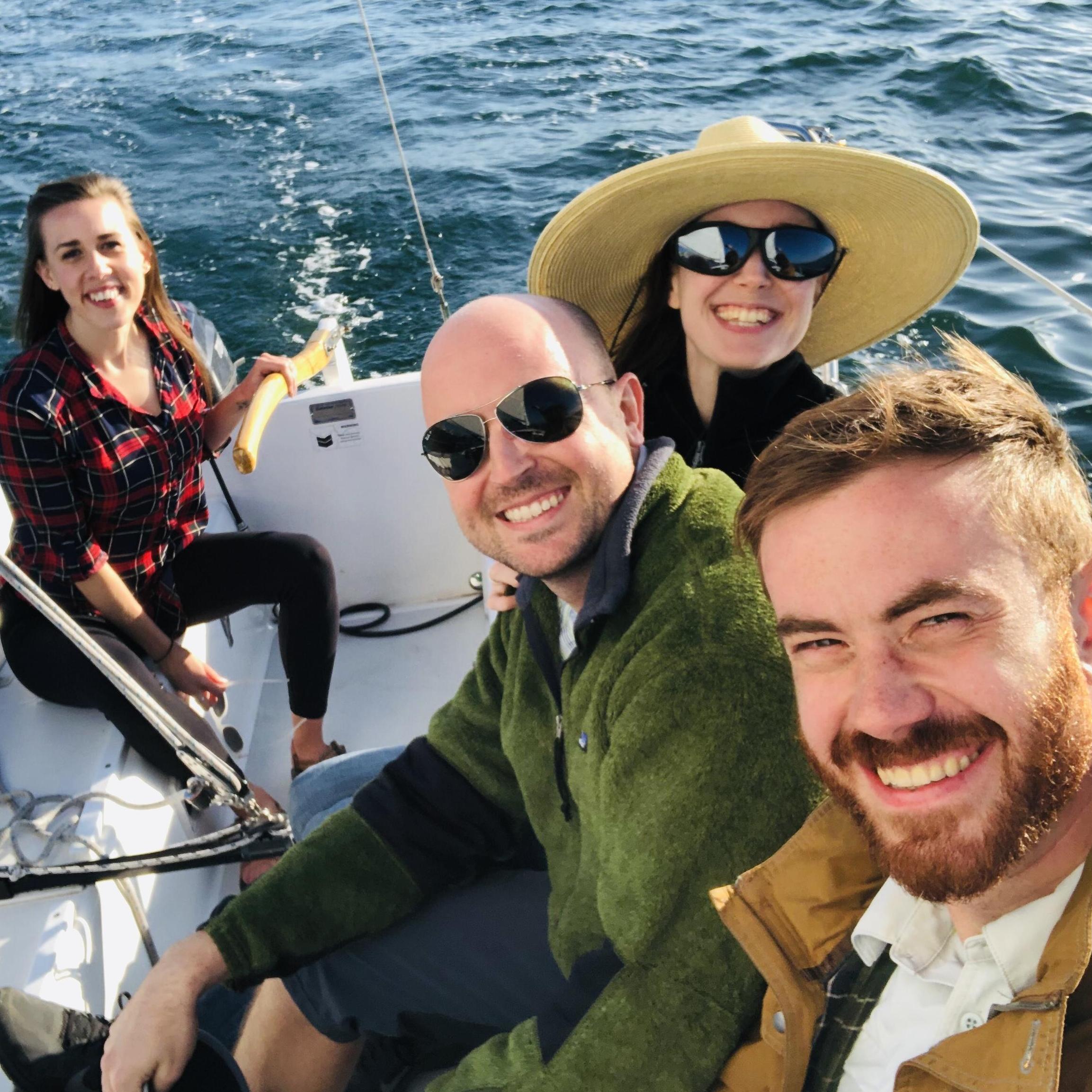 Sailing with Stephen's sister (Bethany) and brother-in-law (Jeremy) in the San Diego Bay. [before we were dating!]