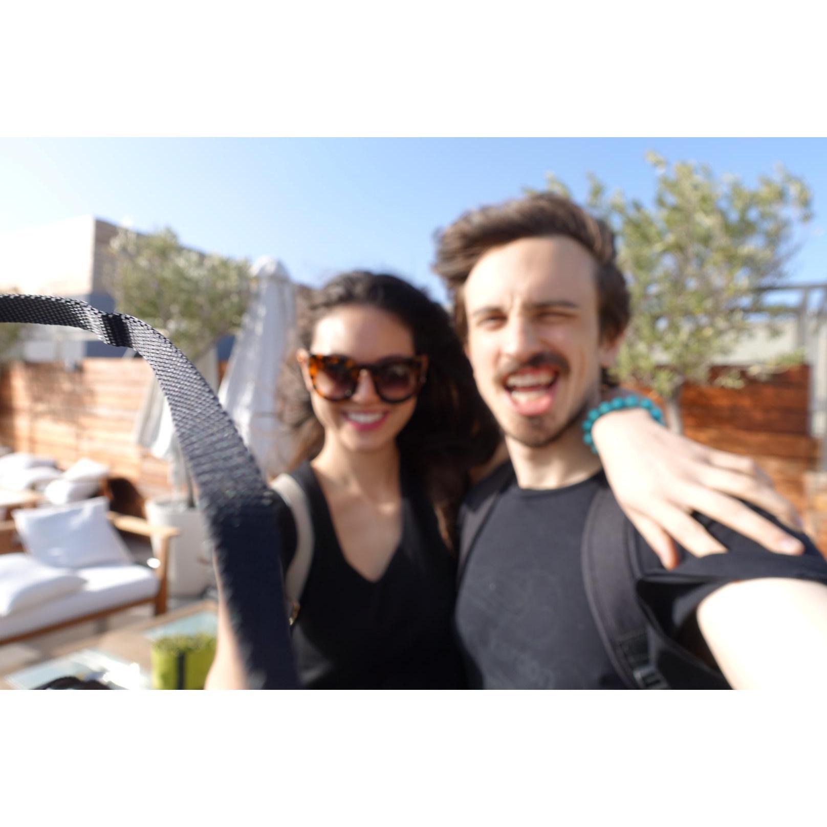 Windy hotel rooftop in Athens, Greece. 2016