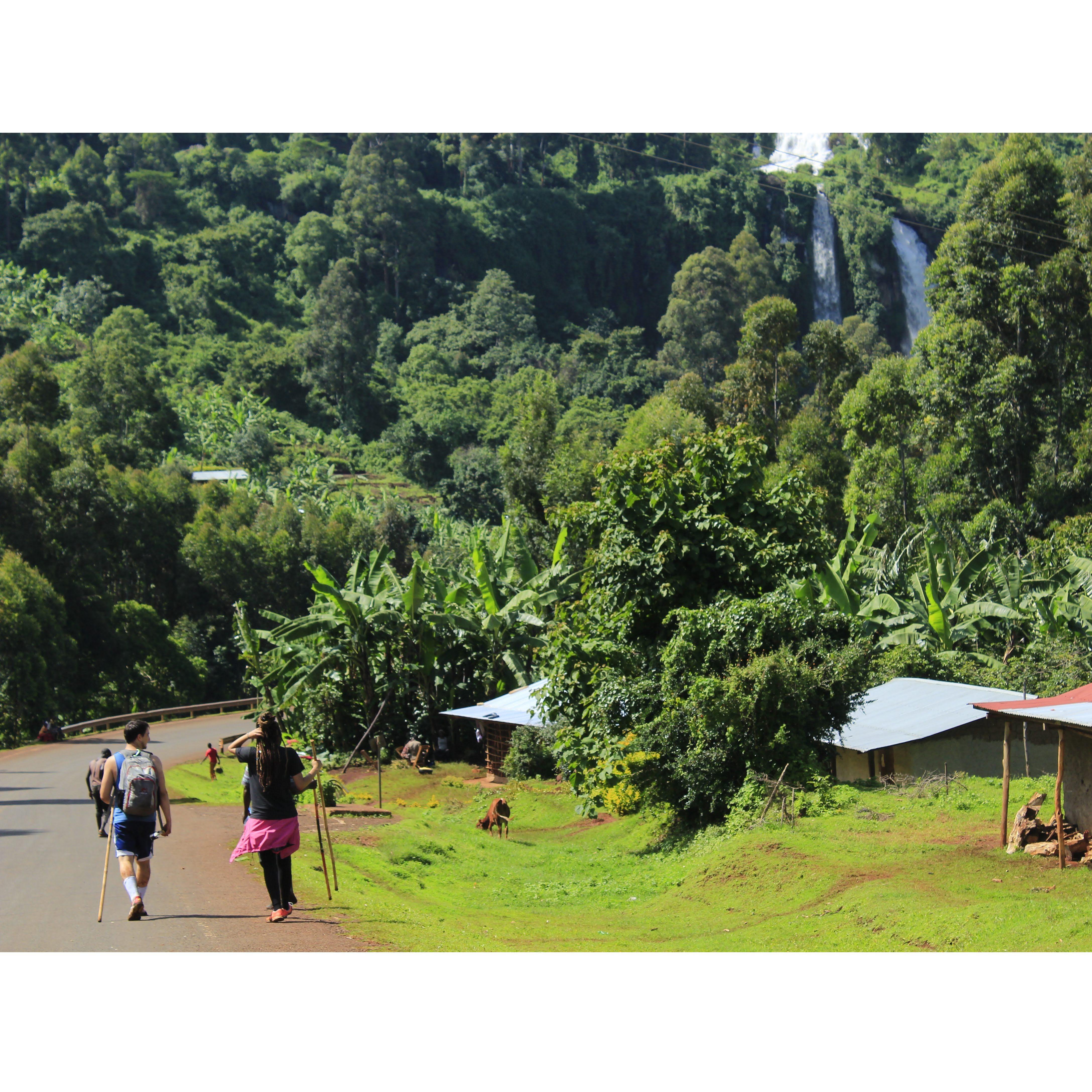 Hiking near Sipi Falls in Uganda
