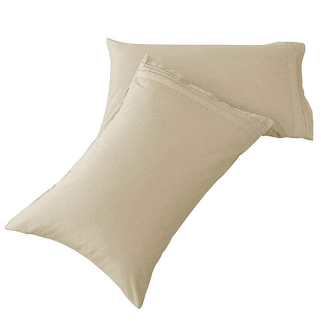 SONORO KATE Luxury Pillowcase Set Brushed Microfiber 1800 Bedding - Wrinkle, (Beige, 2 Pillowcases Standard)