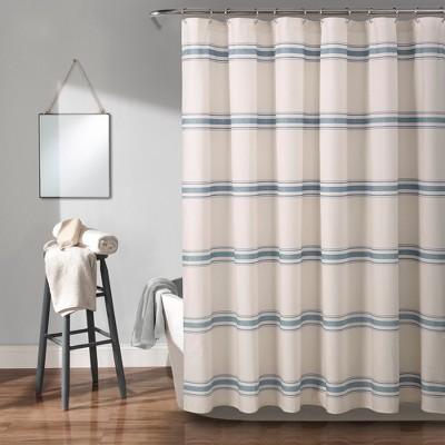 Farmhouse Stripe Shower Curtain Blue - Lush D&#233;cor