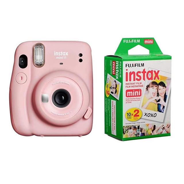 Fujifilm Instax Mini 11 Instant Film Camera, with Fujifilm instax Mini Instant Daylight Film Twin Pack, 20 Exposures (Blush Pink)