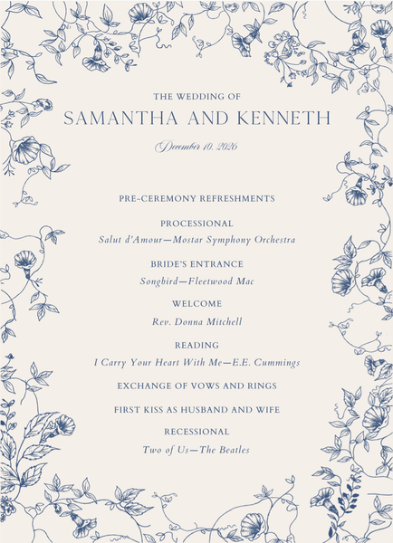 Plumeria | Dark Cobalt | Zola Wedding Programs