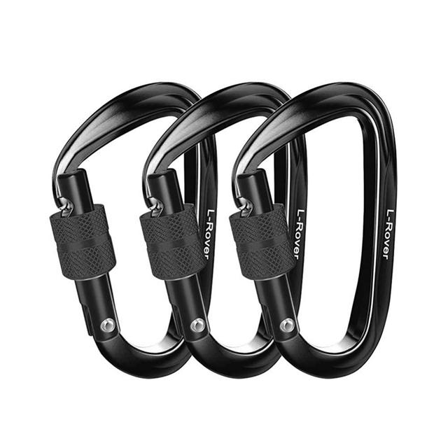 L-Rover Locking Carabiner Clips, Heavy Duty Caribeaners, x3/12kN/2645-pound Rating for Hammocks, Swing,Locking Dog Leash and Harness, Camping, Key Chains,Hiking & Utility