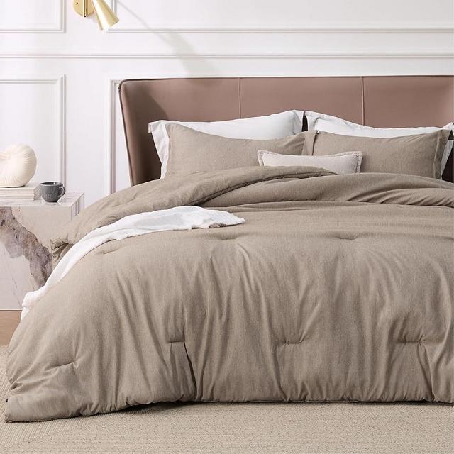 Bedsure King Comforter Set Kids - Khaki King Size Comforter, Soft Bedding for All Seasons, Cationic Dyed Bedding Set, 3 Pieces, 1 Comforter (104"x90") and 2 Pillow Shams (20"x36"+2")