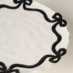 Benedita Bow Ceramic Stoneware Cake Stand - Black