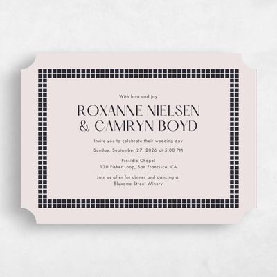 Purple Ticket Wedding Invitation - Redwood Landscape