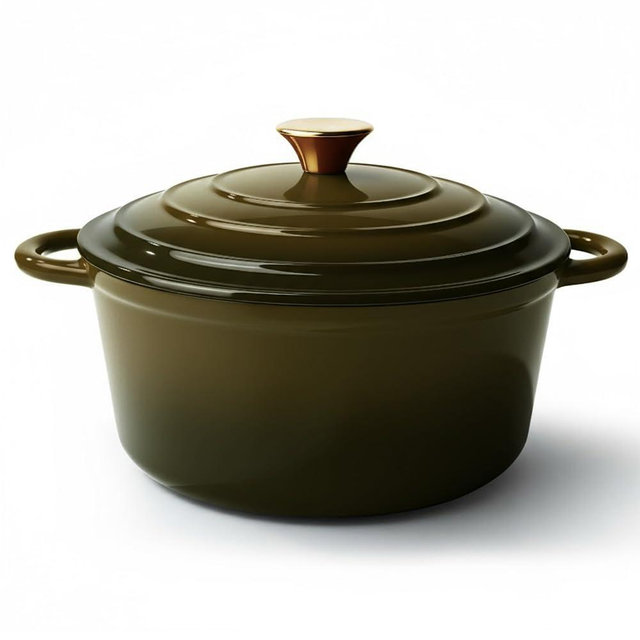 4.5 Quart Dutch Oven Pot with Lid, Non Stick Enameled Cast Iron Dutch Oven for Bread Baking, Heavy-Duty, Oven Safe Ceramic Cookware Up to 500°F for Baking, Braising, Stews, Roasting, Golden Green