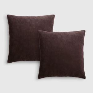 Cotton Velvet Pillow Cover - Set of 2 in Espresso