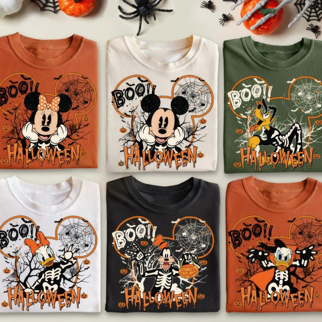 Vintage Disney Halloween All Characters Shirts, Mickey And Friends Halloween Shirt, Halloween Party Shirt, Disney Family Halloween Shirts
