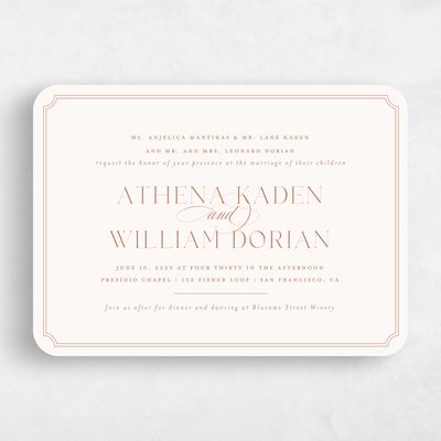 Beige Rounded Wedding Invitation - Constance Landscape