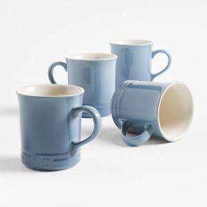 Le Creuset Chambray Blue Mugs, Set of 4 - Crate & Barrel