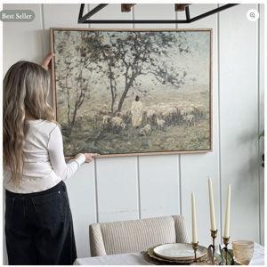The Shepherd's Call - Horizontal 36 x 48 Canvas with Natural Oak Frame