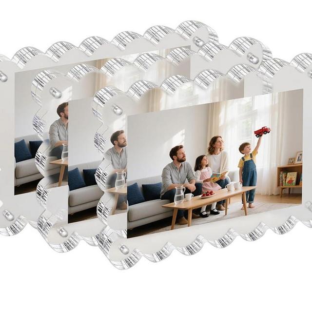 EGGLION 3-Pack 4x4 Acrylic Magnetic Picture Frames – Double-Sided Clear Lucite Block Frames with Scalloped Edges, UV-Protected Freestanding Desktop Photo Display