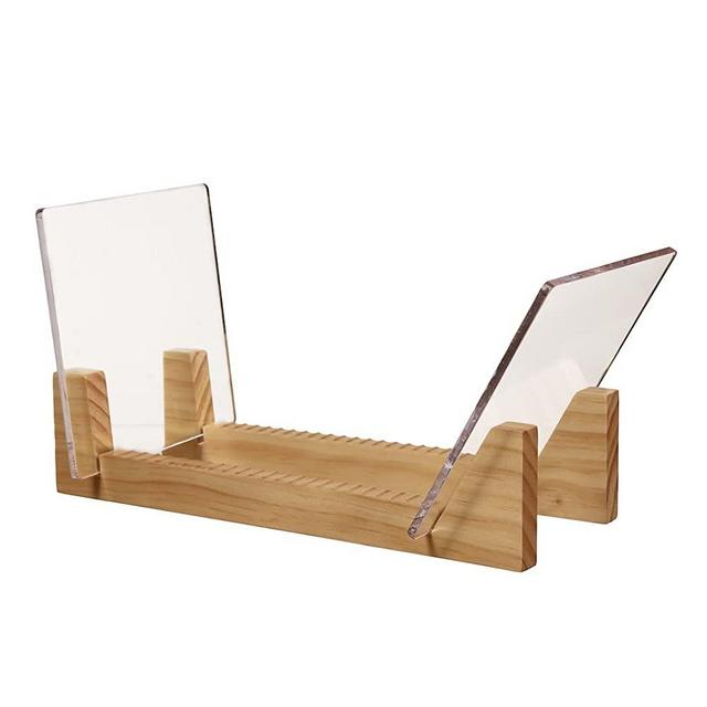 KAIU Vinyl Record Storage Holder - Stacks up to 50 Albums, 7 or 12 inch - Solid Wood Stand with Clear Acrylic Ends - Display Your Singles and LPs in This Modern Portable Rack Unit - Patent Pending
