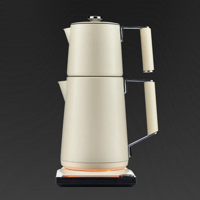 Pearl White Electric Stainless Steel Turkish Tea Maker 110V | Saki® Official Store