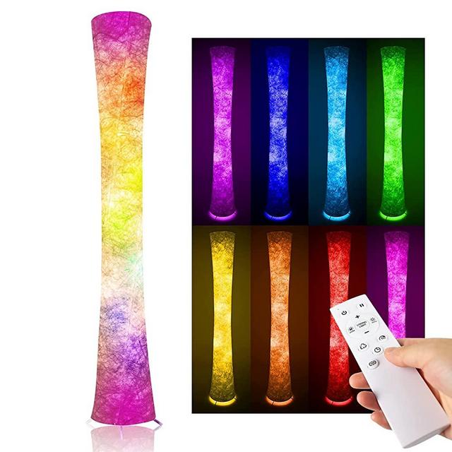 Floor Lamp, Fovaa 61" LED Floor Lamps for Living Room Bedroom,Soft Light Lamp Ambient Lighting,RGBWW Color Changing Dimmable with Remote Control Modern Standing Tall Lamp(Remote Control&Assembly)