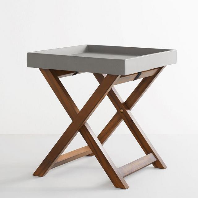 Abbott Outdoor Garden Plant Stand Small,Concrete/Wood