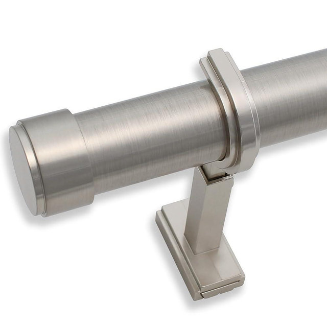 BlastHome® Non-Adjustable Luxury Curtain Rods for Windows, 1 ¼” Rod Set, 4 1/2 foot Fixed Length, Brushed Nickel