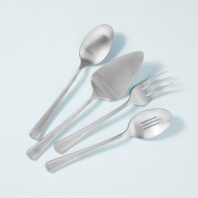 4pc Satin Finish Serve Utensil Silverware Set - Hearth & Hand™ with Magnolia