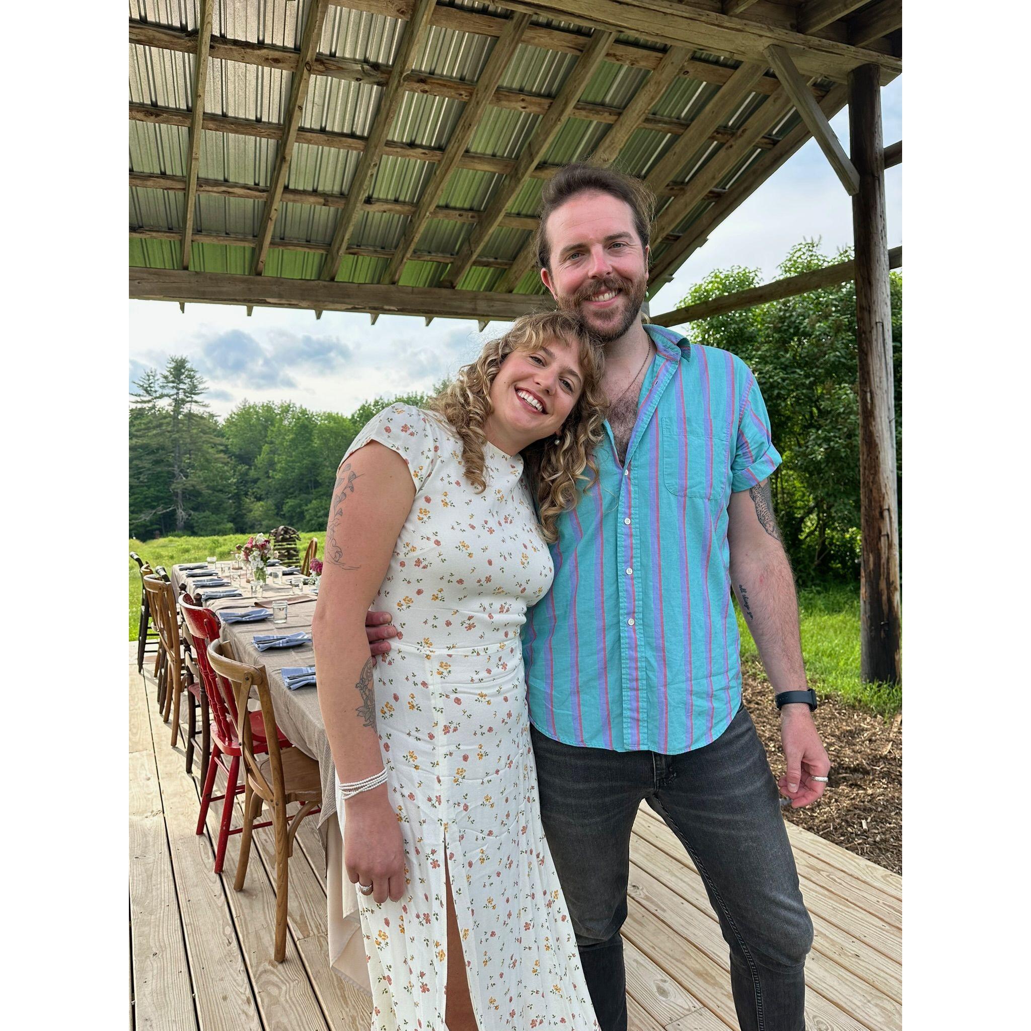 Engagement celebration dinner with both families in Falmouth, Maine.