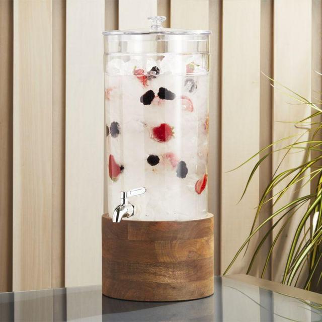 Claro Acrylic Drink Dispenser with Brooks Wood Stand