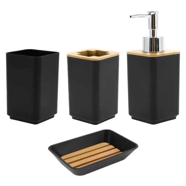 Unique Bargains Square Soap Pump Dispenser Kit Black 1 Set