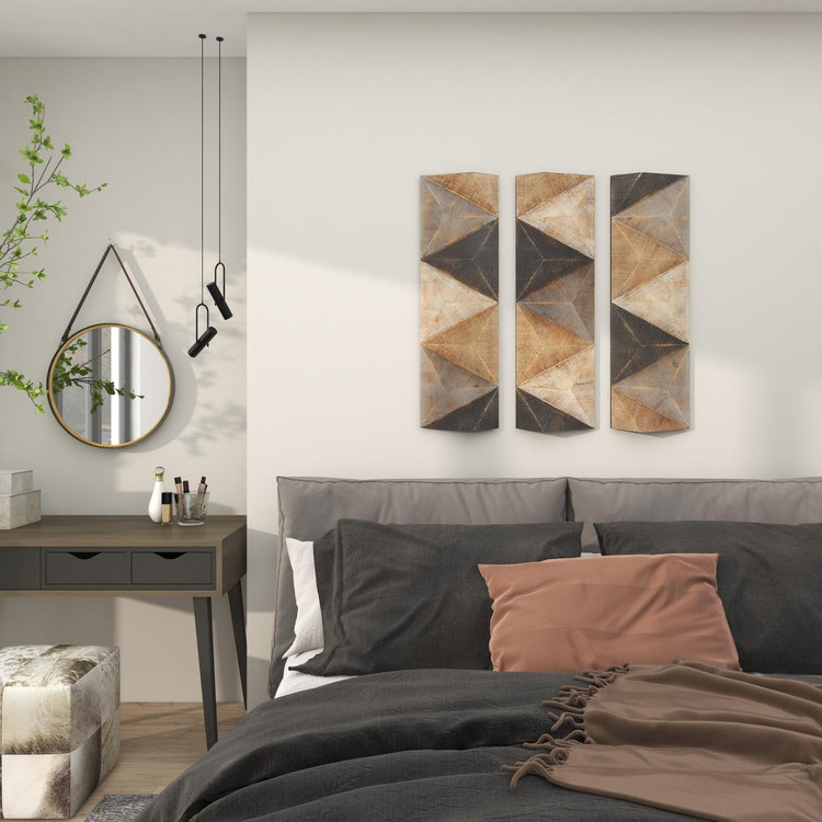 Tisbury Lane, 3-Piece Geometric Handmade 3D Wall Decor Set | Zola