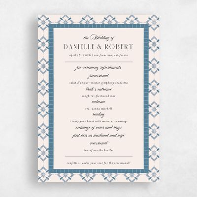 Linen, Beige Wedding Program - Anafi