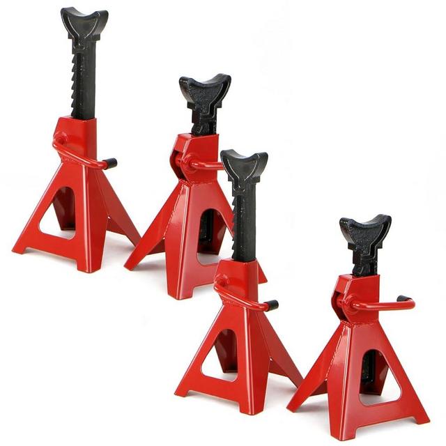 Stark USA Set of 4 Jack Stands 3-Tons / 6,000 LBS Capacity Lifting Stand Adjustable Jack Stand Height for SUV Car Truck RV Van, Red