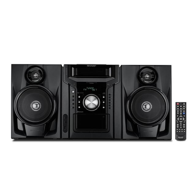 Sharp 5-Disc Mini Shelf Speaker System with Cassette Player, Bluetooth, and USB Port for MP3 Playback - Black (CD-BH950)