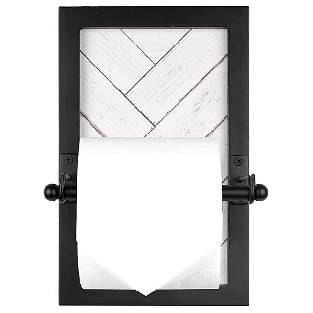 Autumn Alley Modern Farmhouse Toilet Paper Holder with Unique Shiplap Design – Handcrafted Wood Toilet Paper Dispenser – Classy Black and White Wall Mount | Boho Shabby Chic Rustic Bathroom Décor
