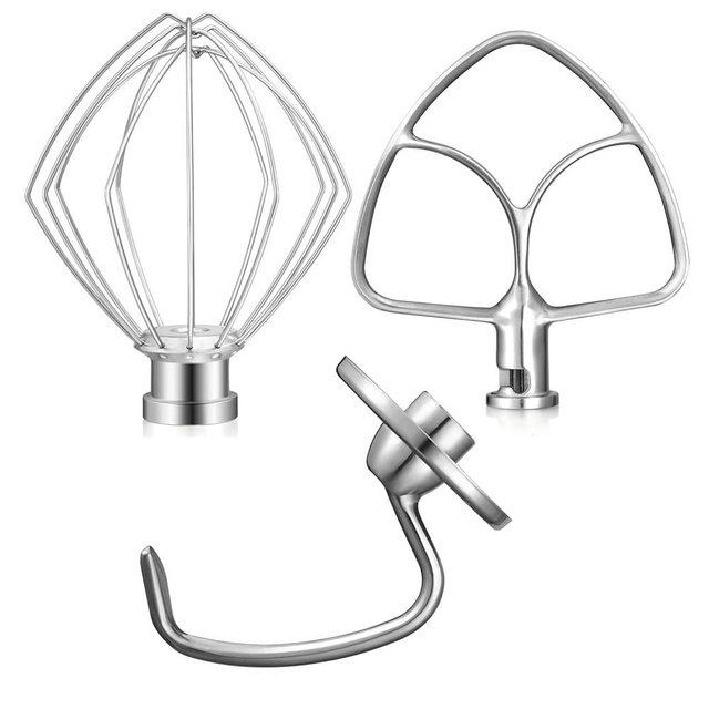 Gdrtwwh Wire Whip Dough Hook Flat Blade for KitchenAid 4.5-5 Qt. Tilt-Head Stand Mixers Accessory, Dishwasher Safe