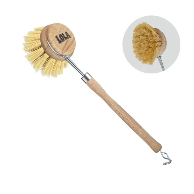 Lola Products - The Original - Tampico Vegetable & Dish Wood Brush, 3" Head, Sustainable, Tampico Bristles, Easy Head Only Replacement, 1 Pack